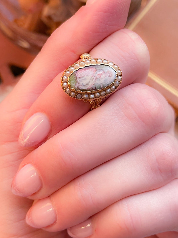 Fully Hallmarked 19th C French Enamel Ring in 18k