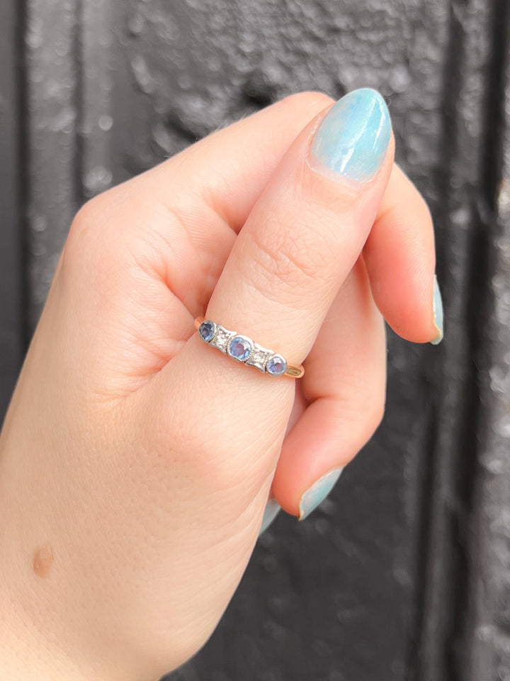 18k and Platinum Sapphire Band with Diamonds