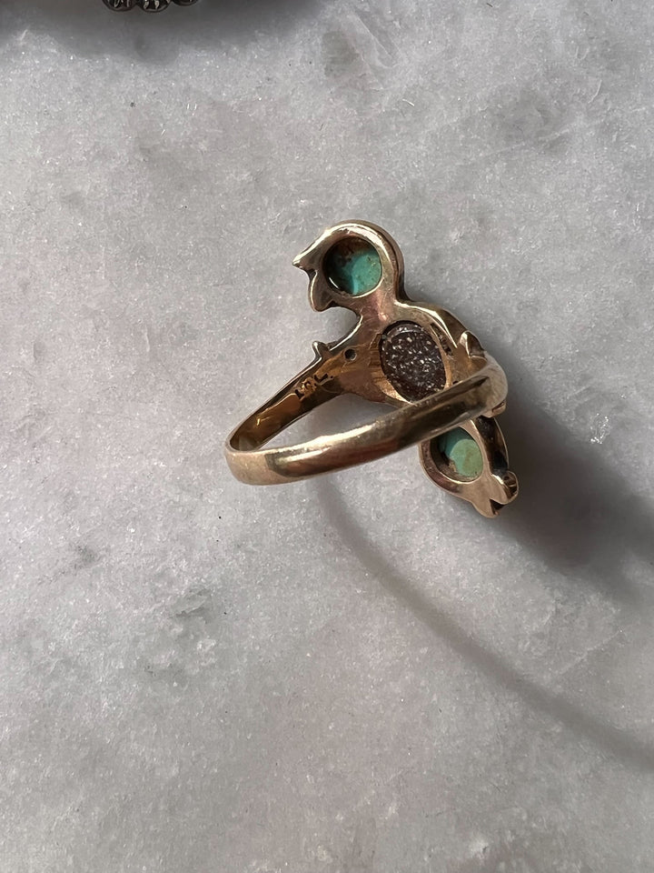 Exceptional Victorian Arts + Crafts Movement Opal and Turquoise Ring