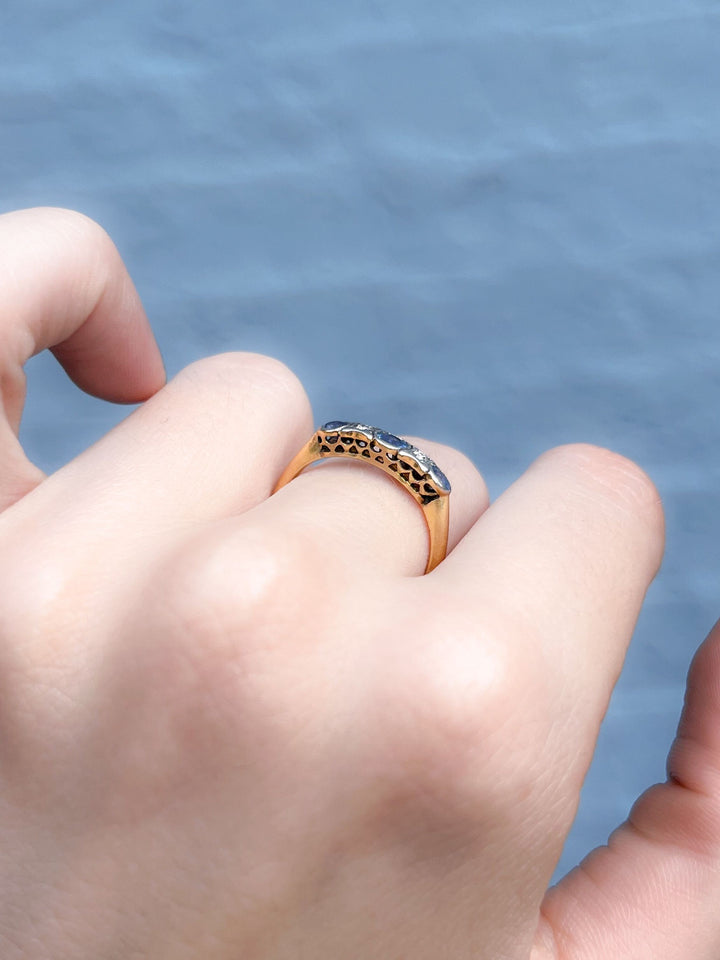 18k and Platinum Sapphire Band with Diamonds