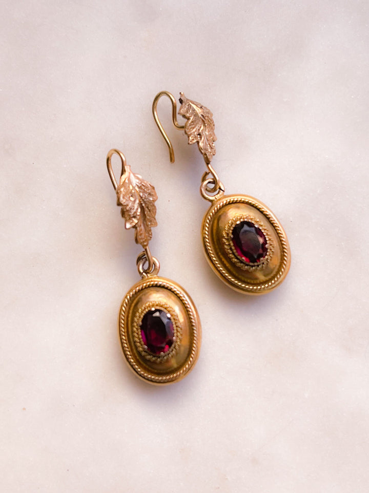 Delicious Pair of English Victorian Earrings in 15k