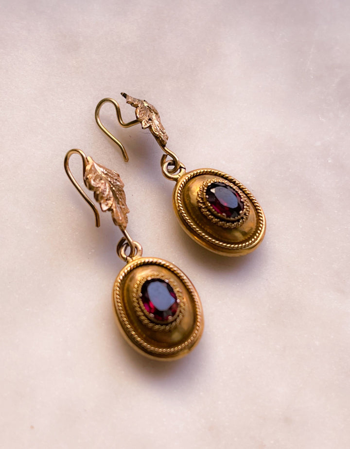 Delicious Pair of English Victorian Earrings in 15k