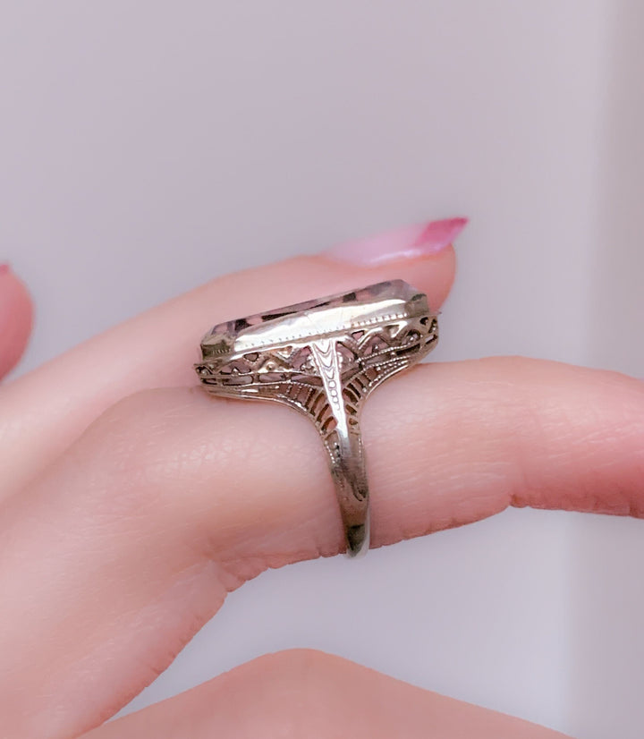 Stunning Art Deco Carved Amethyst Cameo Ring in 14k