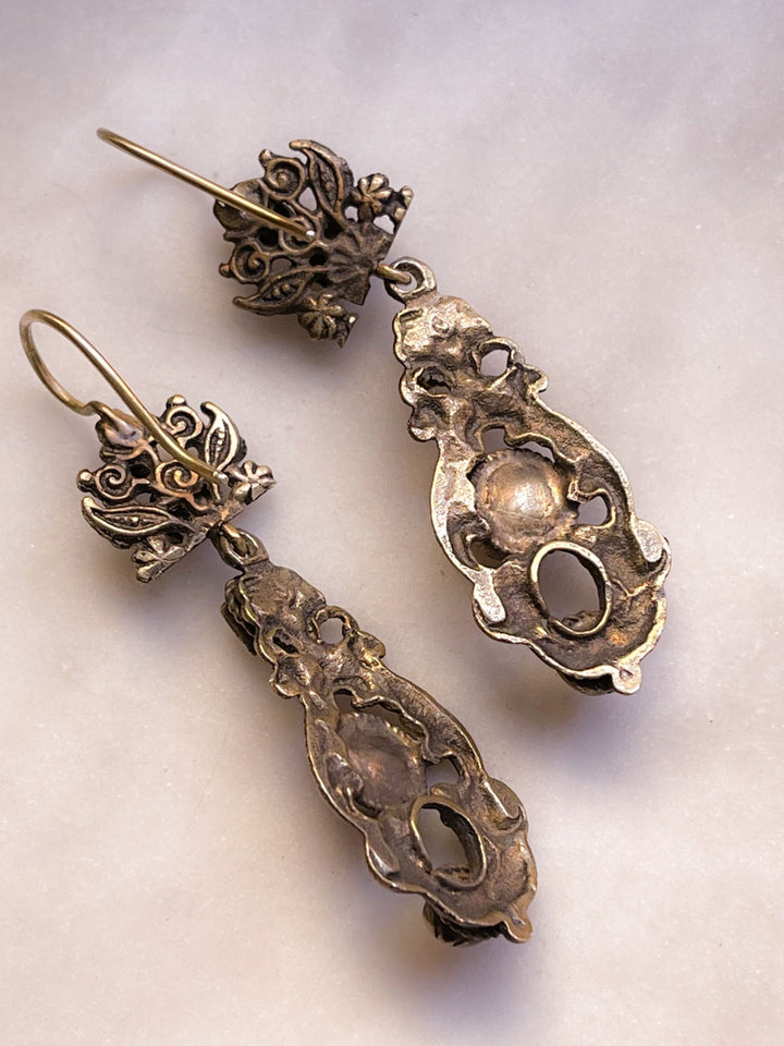 Outstanding Gold-Over-Brass Austro-Hungarian Drop Earrings