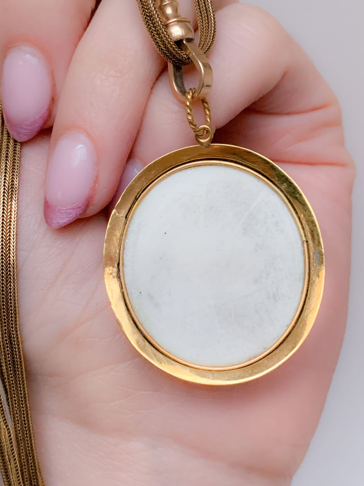 14k Set Italian White Lava Cameo