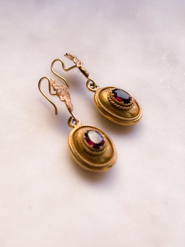 Delicious Pair of English Victorian Earrings in 15k