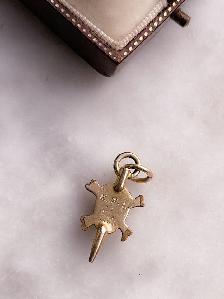 Rare Gold-Filled Fraternal Symbol Skull and Crossbones