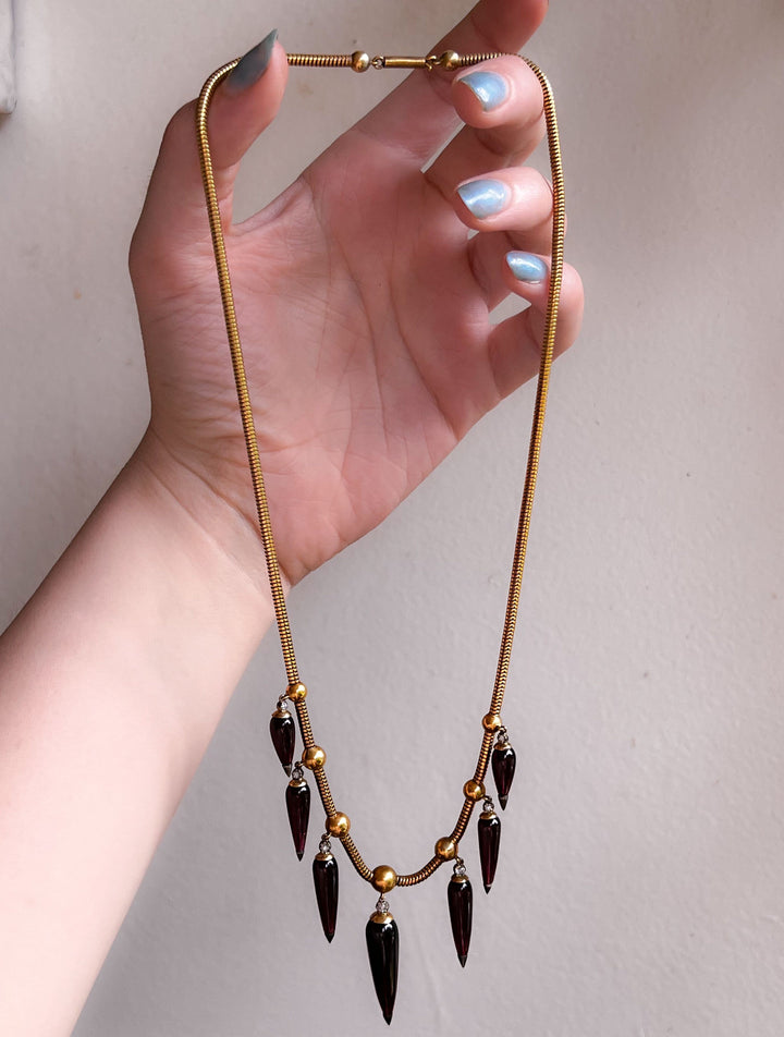 Once-In-A-Lifetime Archaeological Revival Garnet Drop Necklace