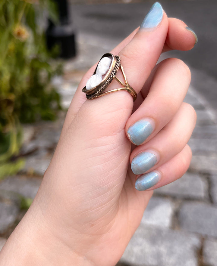 Extremely Rare 19th Century Cameo Ring of Charles X of France in 14k