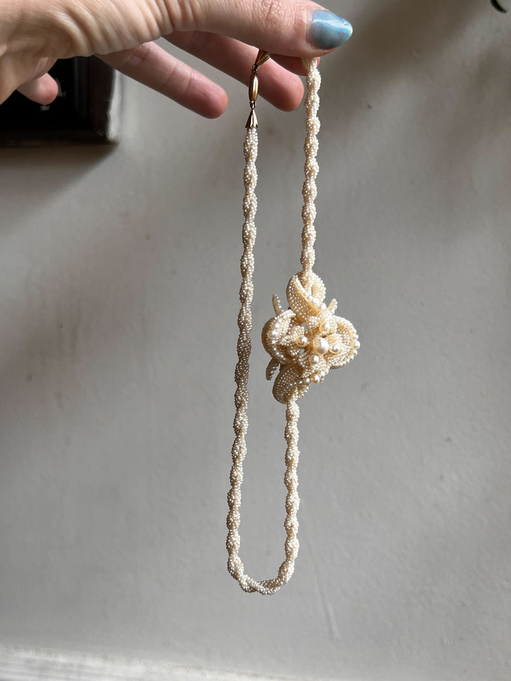 All Original Victorian Pearl Sculptural Slide Necklace