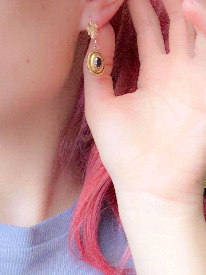 Delicious Pair of English Victorian Earrings in 15k