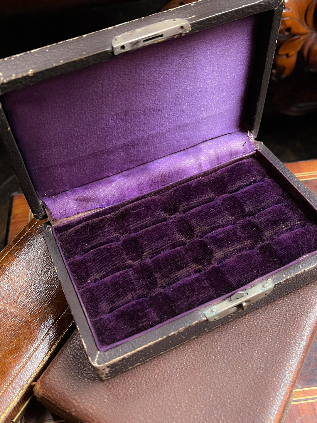 Glorious Purple Velvet Multi-Ring Box Circa 1910