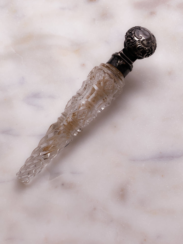 Sassy Cut Crystal Glass Vial with Sterling Top