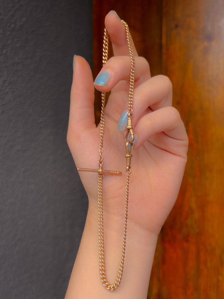 9k 14.5” Delicate Cuban Watch Chain c. 1890