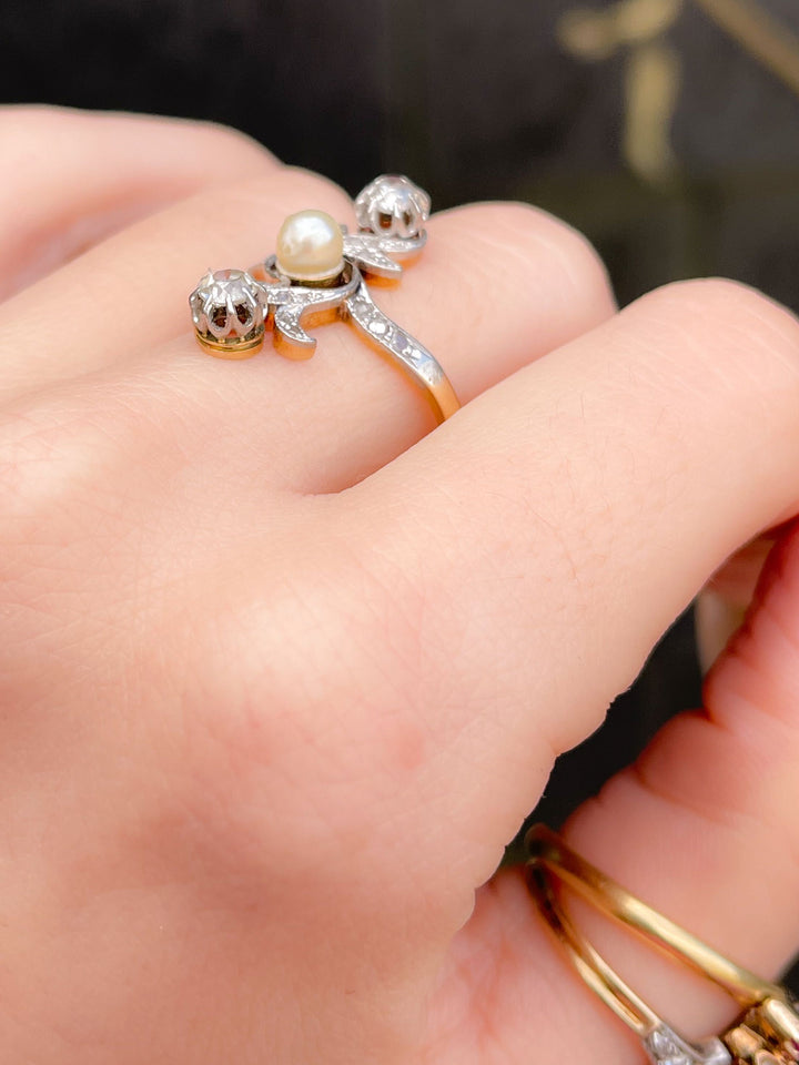 Stunning French 18k Platinum-Topped Belle Epoque Dinner Ring