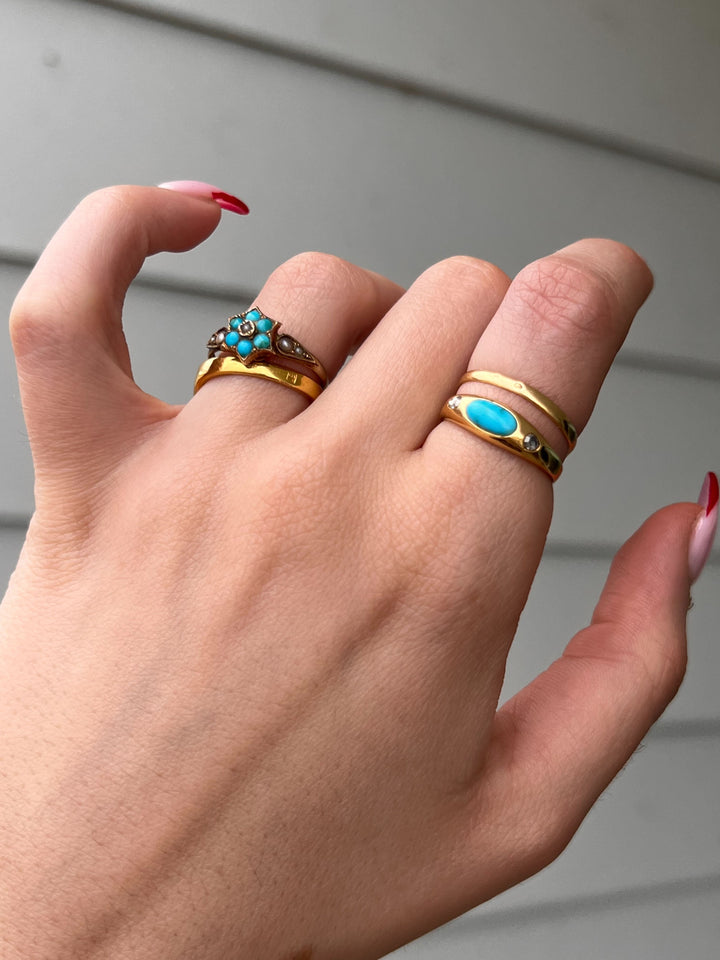Stunning 14k Diamond and Turquoise Princess-Set Band