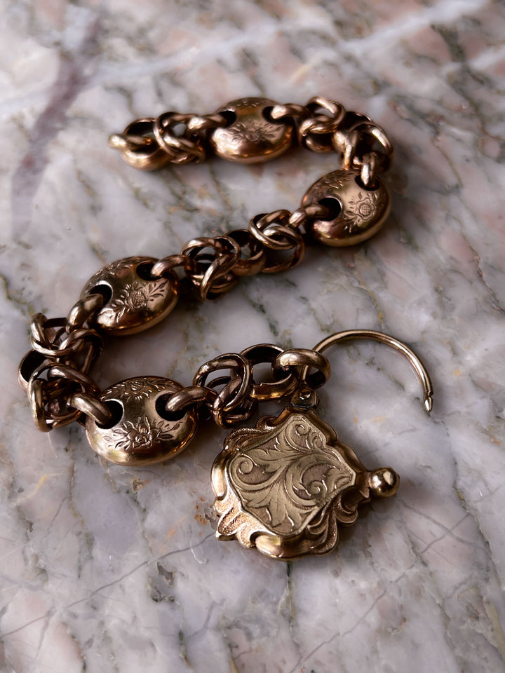 Special Pinchbeck & Brass Bracelet with Victorian Padlock