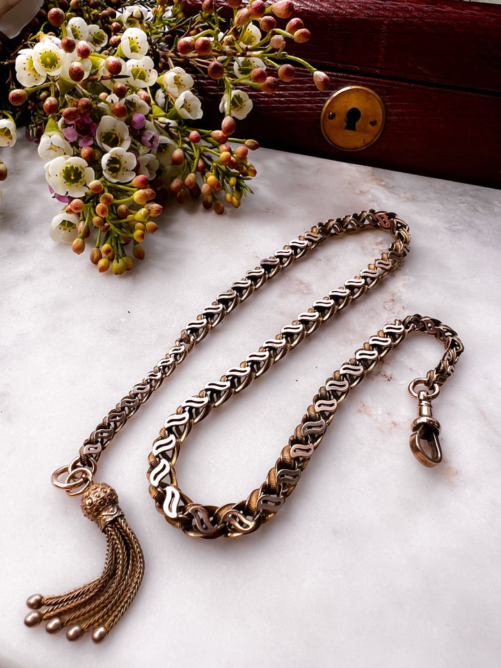 Stunning Ribbon Link Watch Chain With Tassel