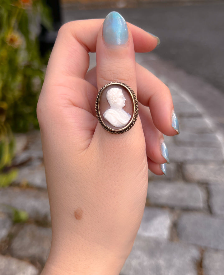 Extremely Rare 19th Century Cameo Ring of Charles X of France in 14k
