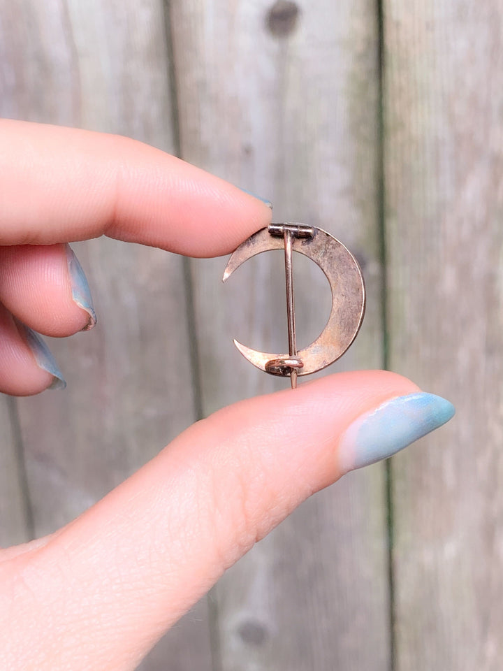 Sumptuous 10k and Sterling American Garnet Crescent