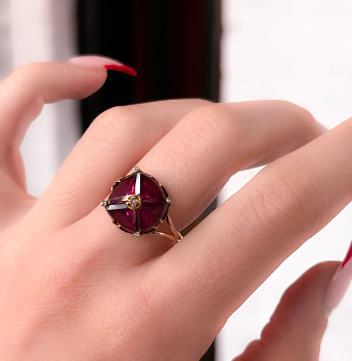 Gorgeous Almandine Garnet Maltese Cross Ring