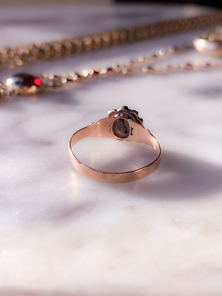 10k Pink Gold Bohemian Garnet Ring