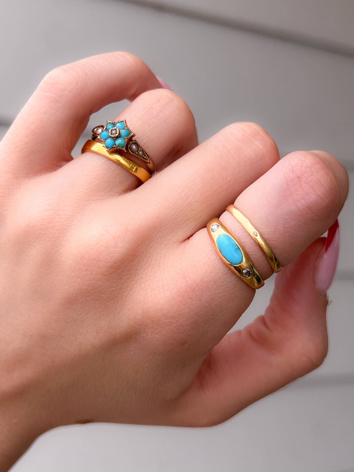 Stunning 14k Diamond and Turquoise Princess-Set Band
