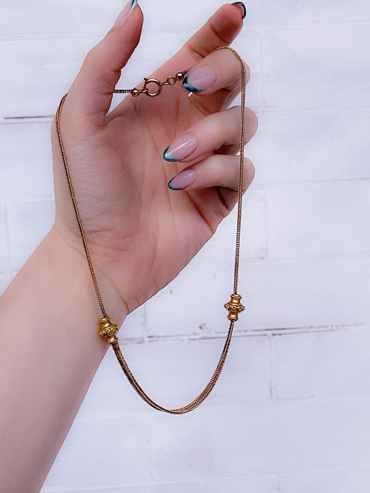 18k French Double Station Collar Chain