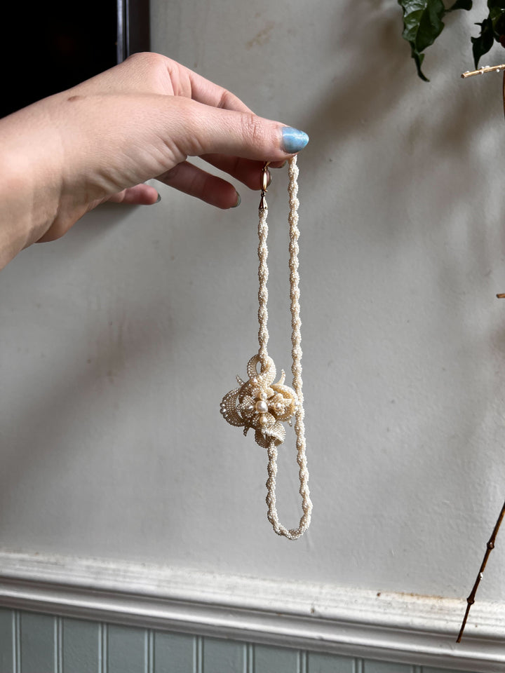 All Original Victorian Pearl Sculptural Slide Necklace