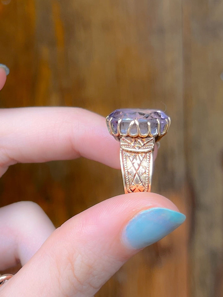 Sizable Victorian Amethyst Ring Circa 1870