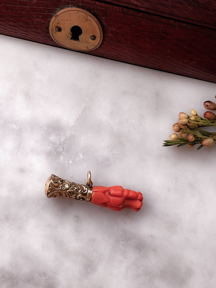 Outrageous Early 19th C Coral Fob