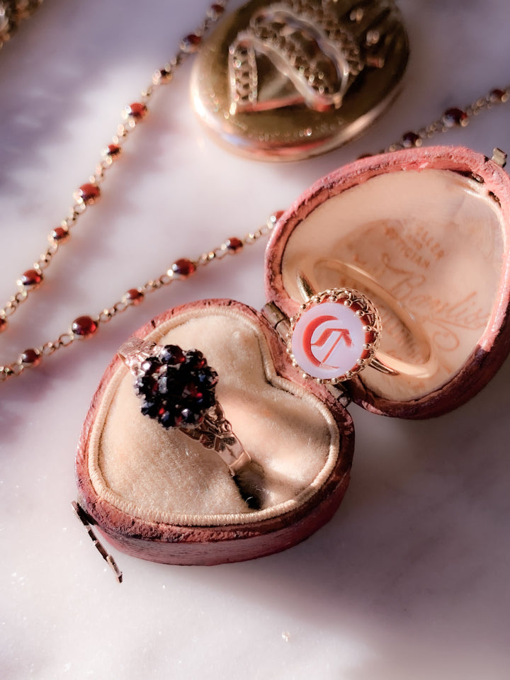 10k Pink Gold Bohemian Garnet Ring