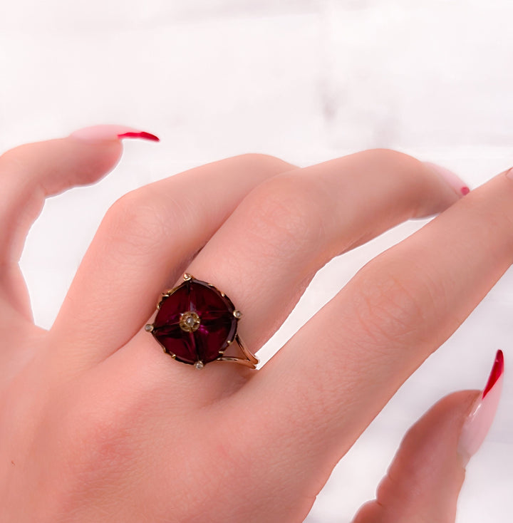 Gorgeous Almandine Garnet Maltese Cross Ring