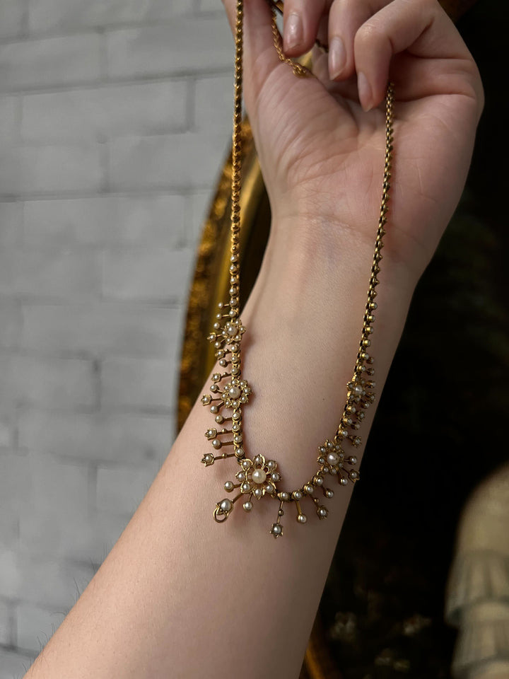 Stunning Archaeological Revival Pearl Fringe Necklace