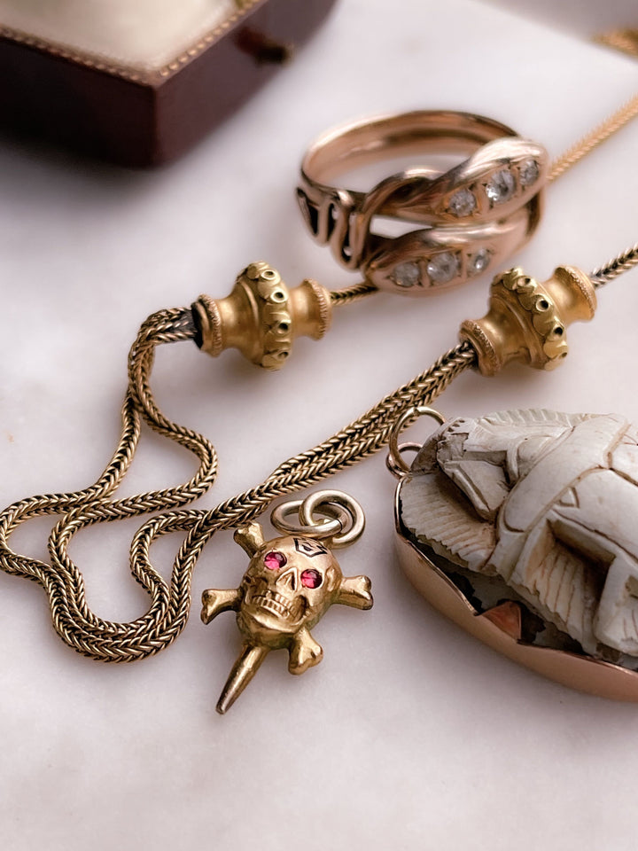 Rare Gold-Filled Fraternal Symbol Skull and Crossbones