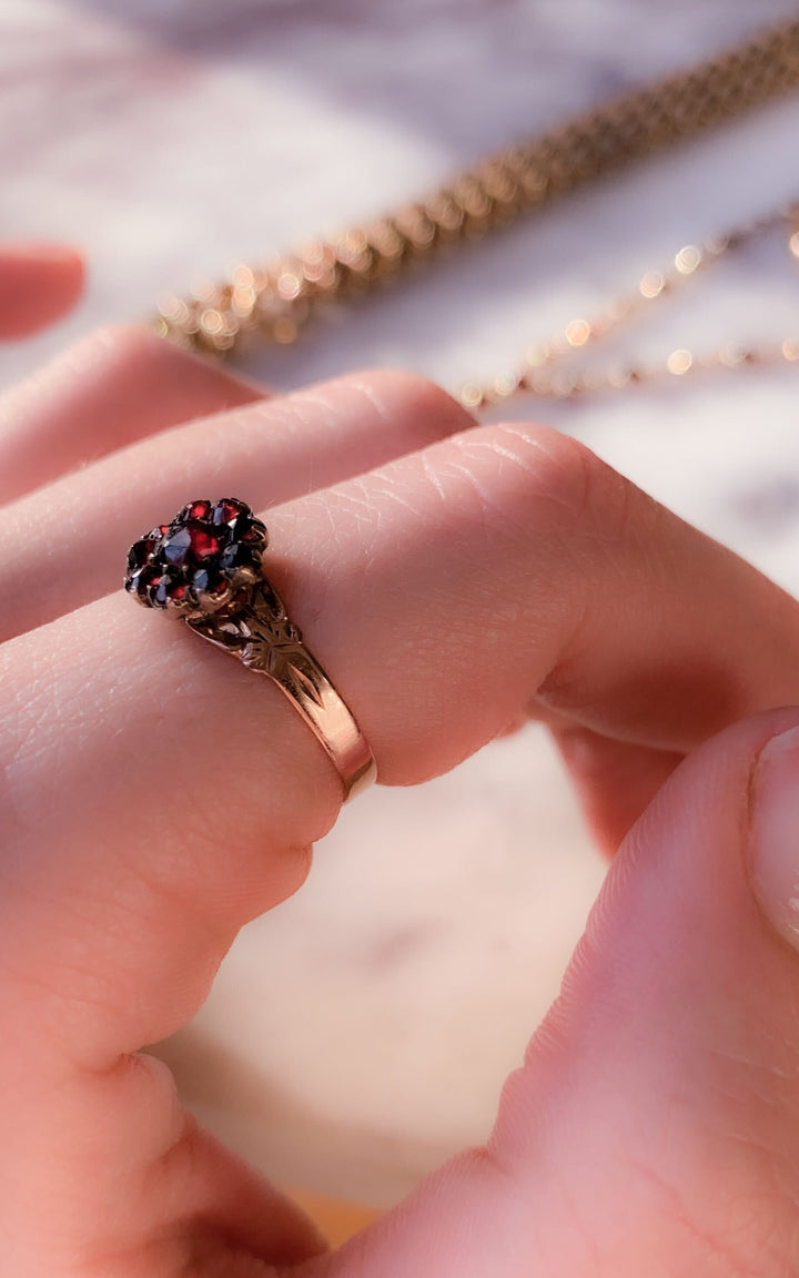 10k Pink Gold Bohemian Garnet Ring