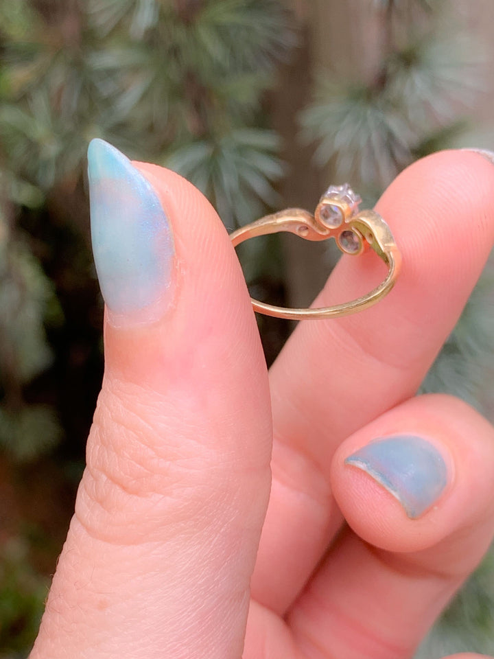 18k Yellow Gold + Platinum Diamond Toi et Moi Ring