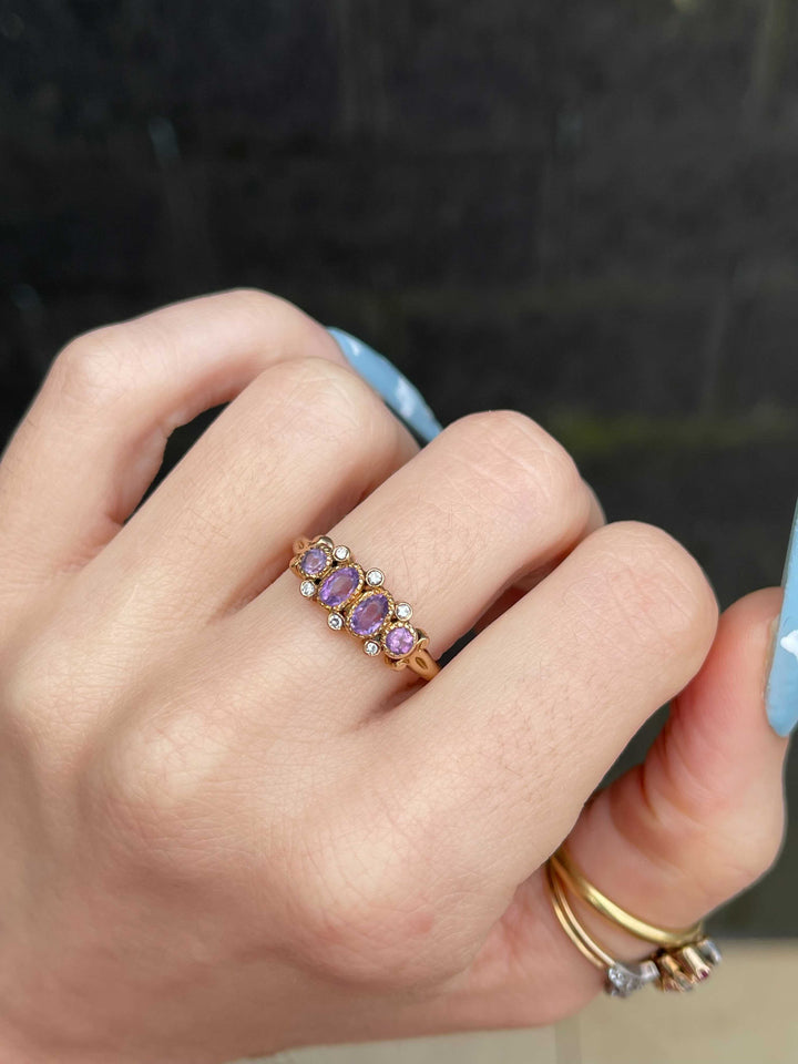 Precious Victorian Amethyst and Diamond Band