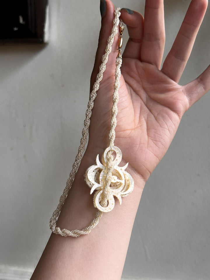 All Original Victorian Pearl Sculptural Slide Necklace