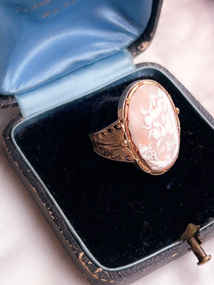 Substantial Cameo Conversion Ring of Putti and Satyr