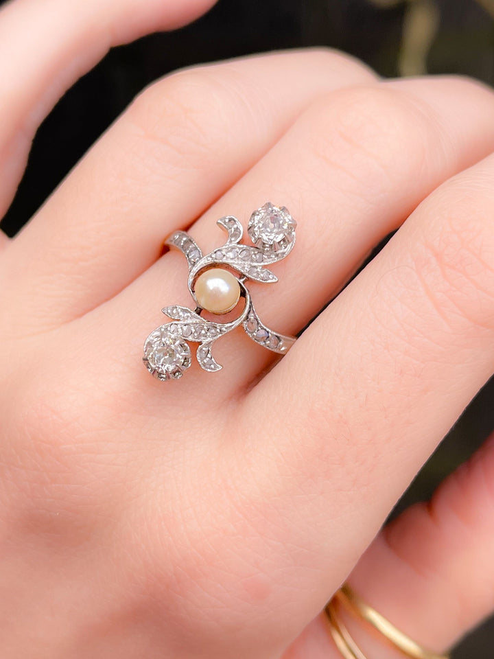 Stunning French 18k Platinum-Topped Belle Epoque Dinner Ring