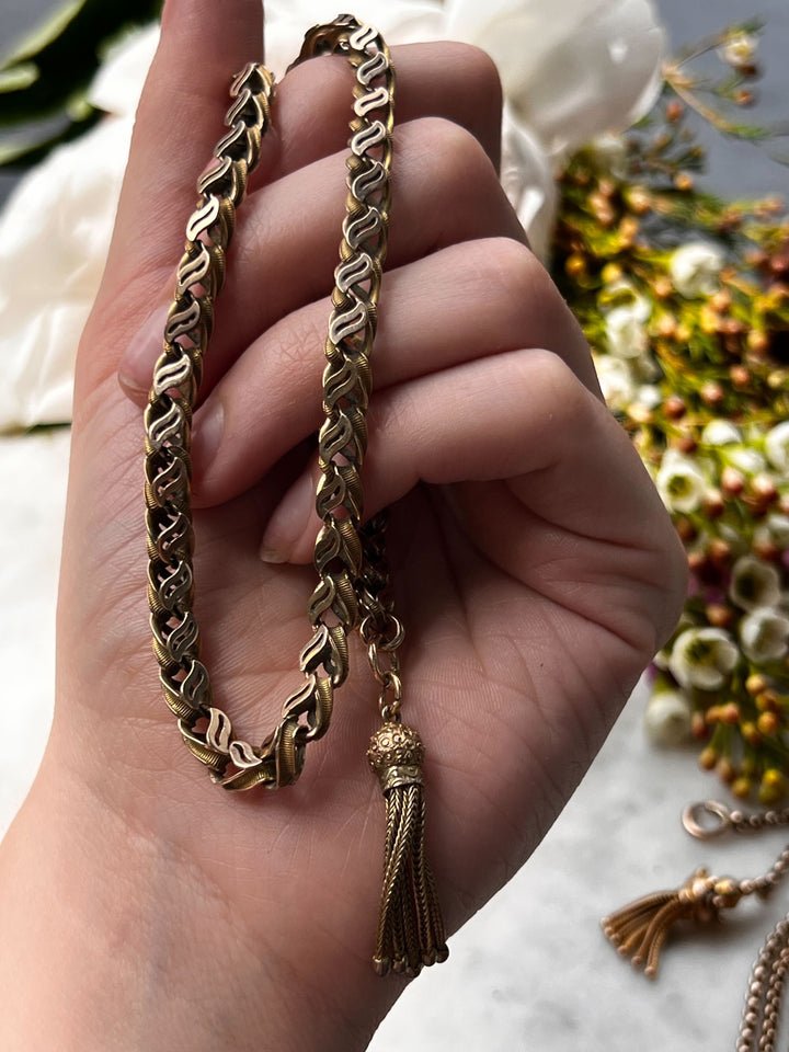 Stunning Ribbon Link Watch Chain With Tassel