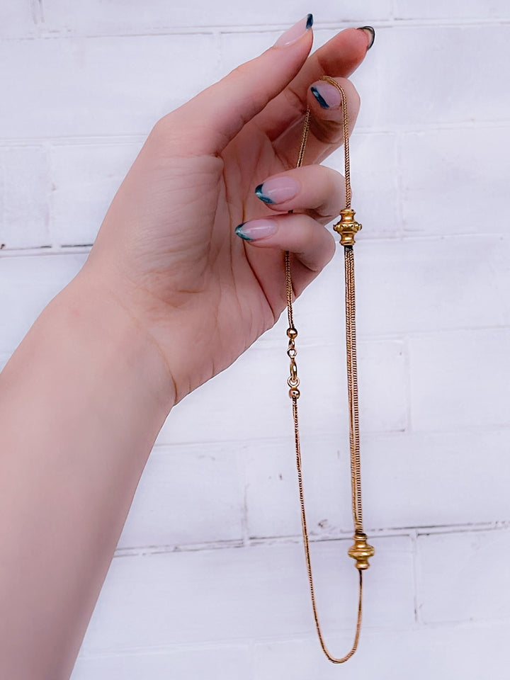 18k French Double Station Collar Chain