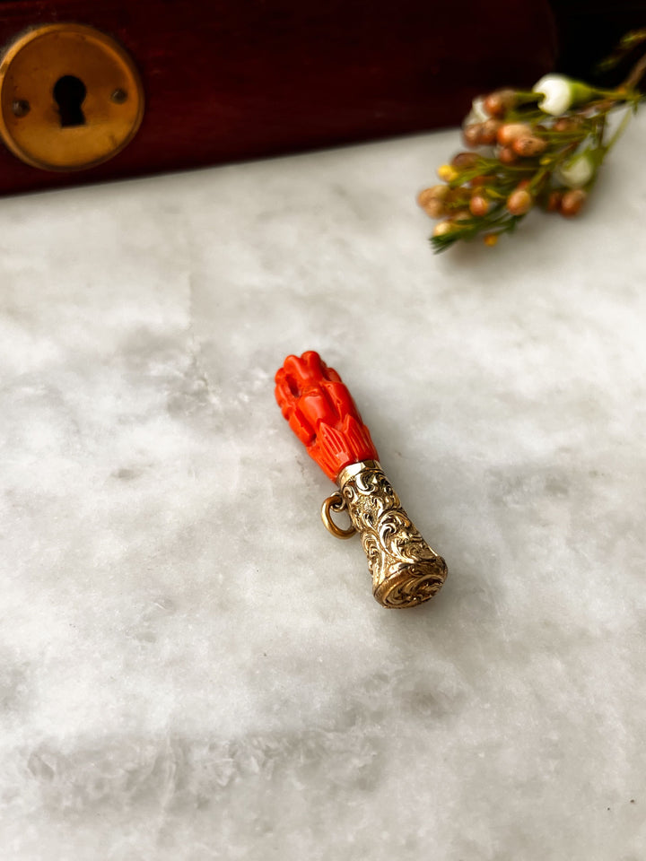 Outrageous Early 19th C Coral Fob
