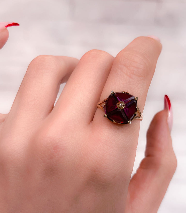 Gorgeous Almandine Garnet Maltese Cross Ring
