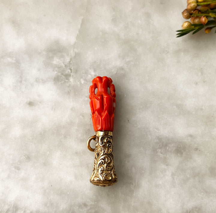 Outrageous Early 19th C Coral Fob