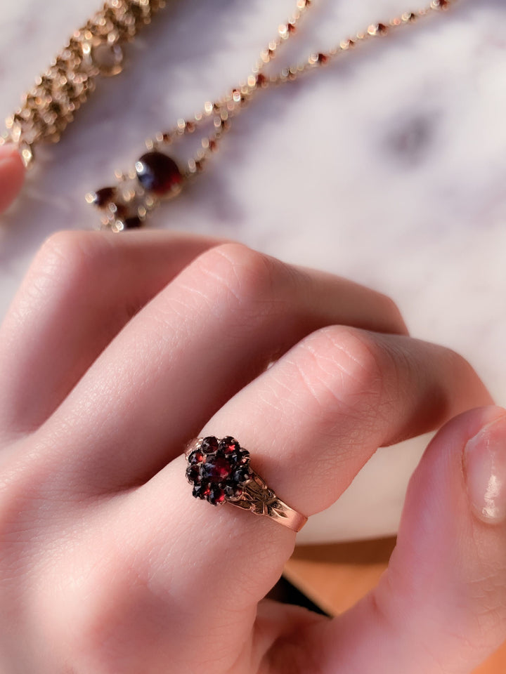 10k Pink Gold Bohemian Garnet Ring
