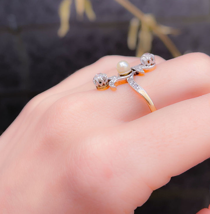 Stunning French 18k Platinum-Topped Belle Epoque Dinner Ring
