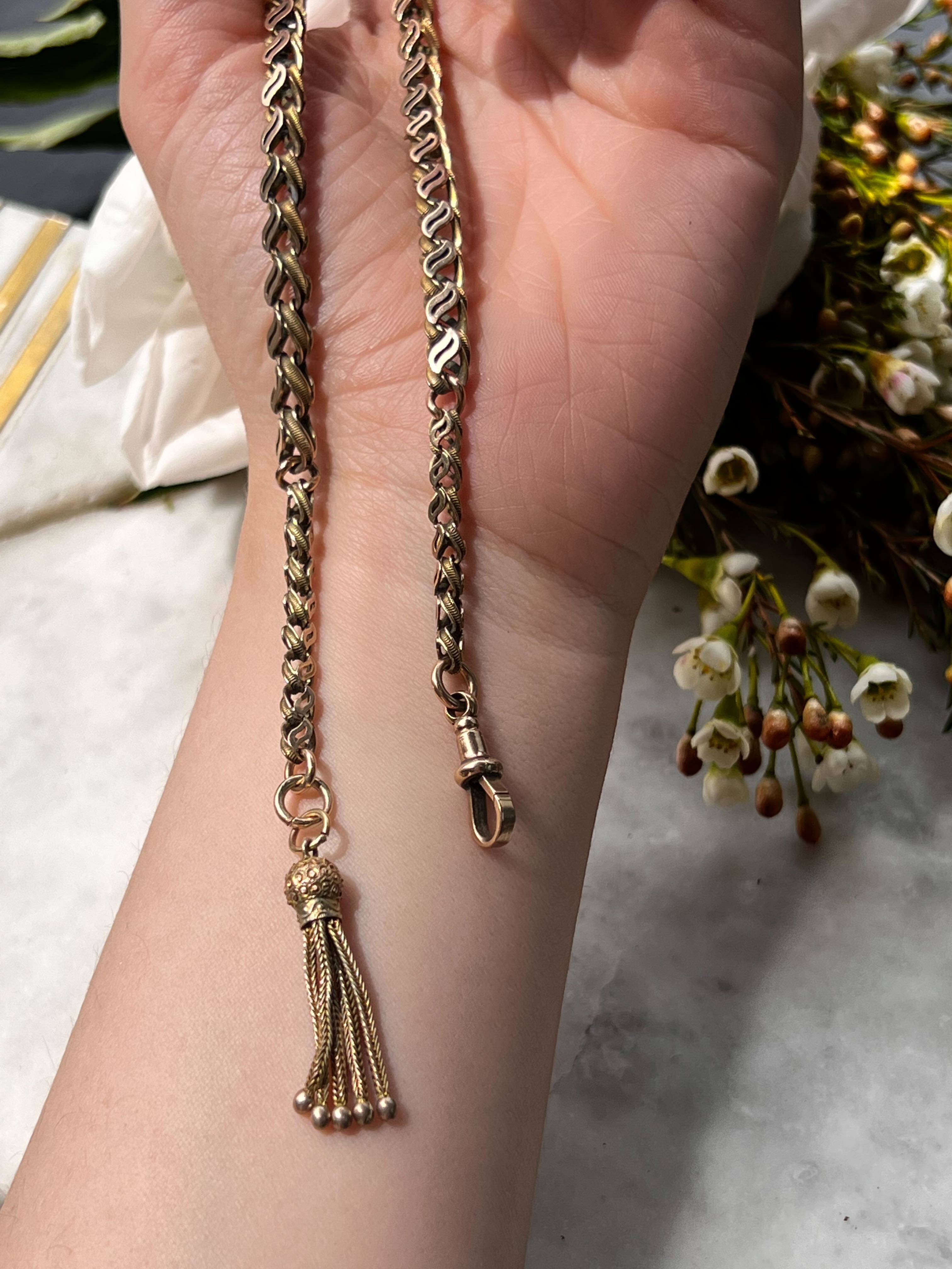 Stunning Ribbon Link Watch Chain With Tassel