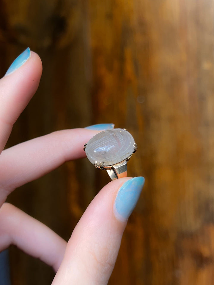 Adularescent Quartz Scarab Circa 1940